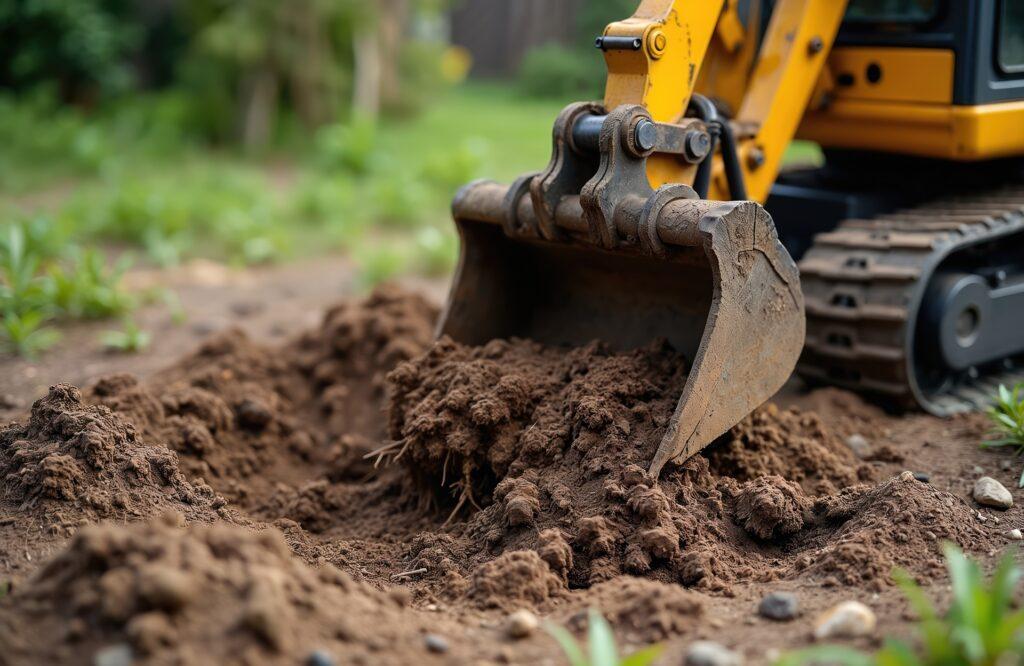 Elektrokettenzug - Erdarbeiten im Gartenprojekt