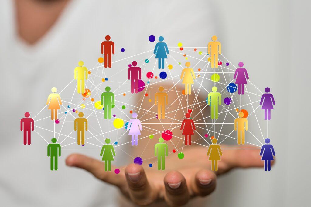 Vernetzte Menschen als Teamgrafik | Pflegejobs Frankfurt